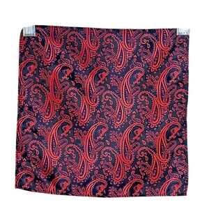 Men's 100% Silk Pocket Square Handkerchief Red Paisley Wedding Business Formal